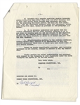 1961 Contract Signed by Moe Howard, Larry Fine & Joe DeRita Regarding ''Snow White and the Three Stooges'', Signed Again by Moe on Page 4 of 5pp. Contract -- 8.5'' x 11'', Near Fine Condition